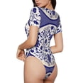 thumbnail image 2 of Fotbe Blue And White Porcelain Pattern Body de Mujer con Cuello Redondo y Mangas Cortas, Sin Mangas Ajustado, Suave, Cómodo y Básico-X-Large, 2 of 7