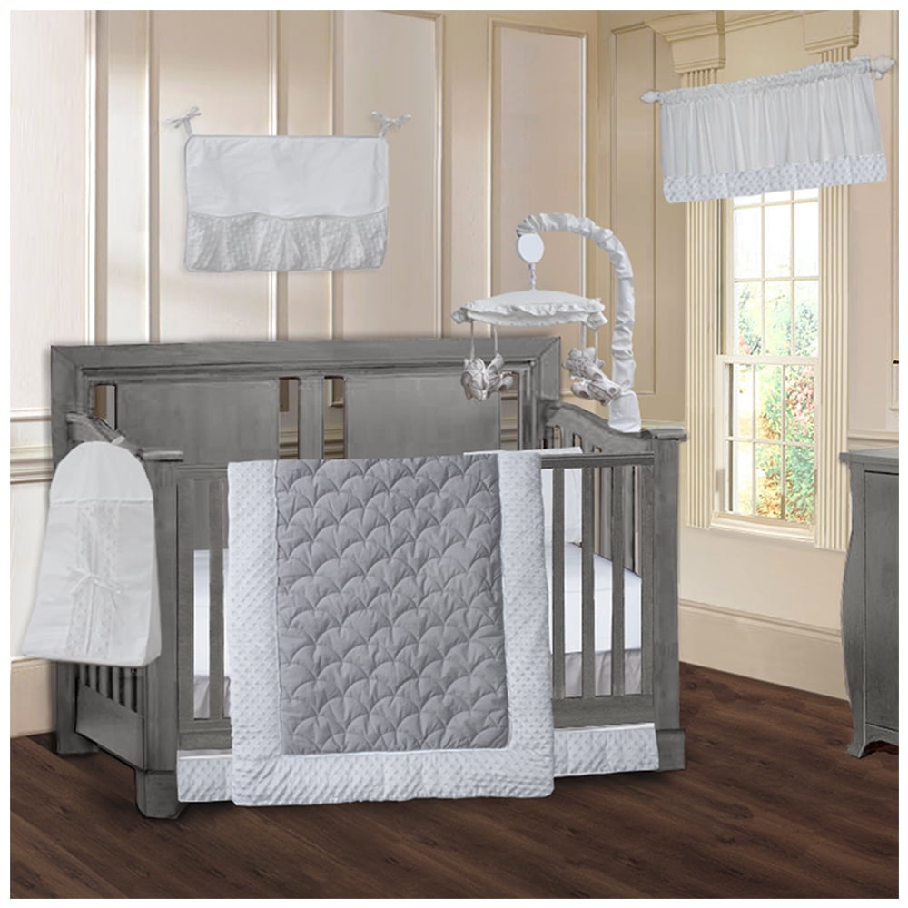 BabyFad Minky White 9 Piece Crib Bedding Set - Walmart.com