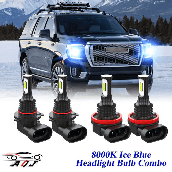 8000K Ice Blue LED Headlight Bulbs Combo Kit For GMC Yukon 2017 2018 2019 2020