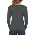 thumbnail image 4 of NominalSnug Long Sleeve Shirts for Women V Neck T Shirts Stretchy Plain Basic Tee Loose Fit Soft Fall Tops, 4 of 8