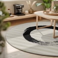 thumbnail image 3 of Small Round Rug 3Ft, Grey Striped Non-Slip Washable Circle Rugs Carpet, Black Geometric Vintage Stripes Ombre Indoor Outdoor Rug Floor Mats Throw Runner for Bedroom Living Room Bathroom, 3 of 8