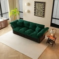 thumbnail image 3 of 74.8" Queen Pull Out Sofa Bed, 3-in-1 Convertible Sleeper Tufted Sofa with 2 Soft Pillows,Multi-Functional Velvet Loveseat Bed,Green, 3 of 20