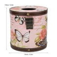 thumbnail image 5 of Caja de pañuelos Soporte de almacenamiento Hogar Oficina Retro Vintage Impreso Caja de PU de madera Proveedor del hogar para sala de estar Baño (Rosa), 5 of 5