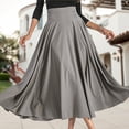 thumbnail image 1 of Falda Vestido casual Mujer A-Line Falda drapeada con bolsillos Viajes de verano (gris claro L) Kuymtek Gris claro T L para Mujer, 1 of 6