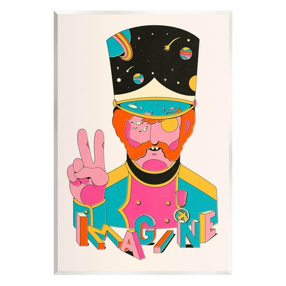 Stupell Industries Imagine Abstract Retro Peace Sign Graphic Art Unframed Art Print Wall Art, Design by Matheus Lopes Castro