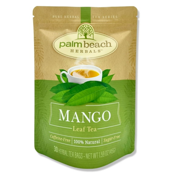 Palm Beach Herbals Mango Leaf Tea, 30 Count Tea Bags, Caffeine-Free | Pure Herbal Tea Series
