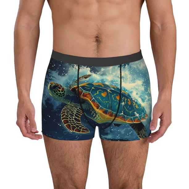 Fotbe Surfing Turtle Calzoncillos Tipo Boxer con Bolsa de Soporte Total para Hombre, X-Temp Fresco, Transpirable y de Secado Rápido-Large