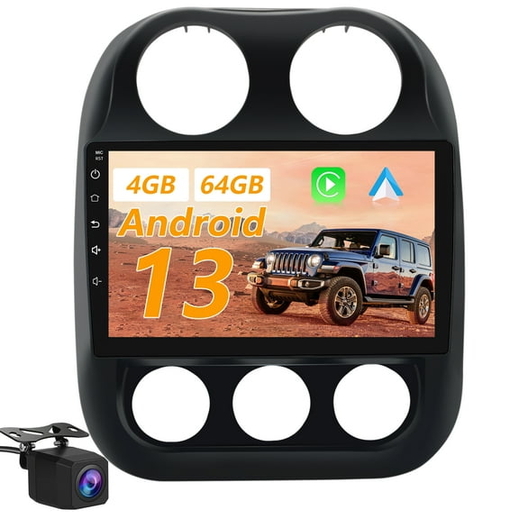 AWESAFE 10.1" Android 13 Car Stereo for Jeep Compass/Patriot 2010-2016, 4 64GB, Wireless CarPlay & Android Auto, IPS Touchscreen, GPS, WiFi, Bluetooth, FM Radio
