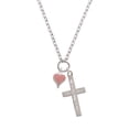 thumbnail image 2 of Delight Jewelry Silvertone Small Long Pink Heart I Have Plans for You Engraved Cross Zoey Necklace, 28", 2 of 4