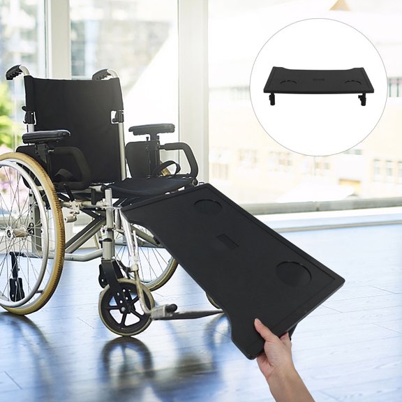 PBPBOX Black Wheelchair Tray Table Multifunctional Portable ABS Plastic Dining Accessory