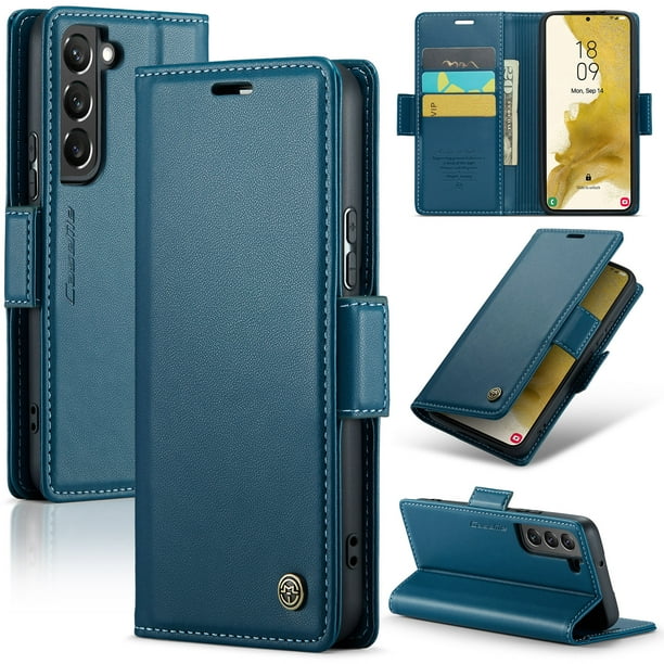 CaseMe Funda de Cuero para Samsung Galaxy S22+ 5G con Bloqueo RFID, para Samsung Galaxy S22+ Funda para Mujer y Hombre, Tarjetero con Cierre Magnético, Funda Tipo Folio para Samsung Galaxy S22+ 5G
