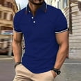 thumbnail image 1 of Adult Polos for Men Short Sleeve Button Polo Tees Basic Blue Mens Work Shirts, 1 of 4