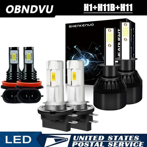 OBNDVU For Kia Optima 2011 2012 2013 LED Headlights Combo H1 High Beam   H11B Low Beam   H11 Fog Light Bulbs Kit,6000K Cool White