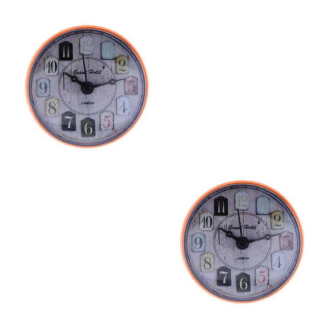maskred Compact Wall Clock with Powerful Suction Cup Water Resistant for Bathroom Kitchen Orange 75 x 35mm 2Set