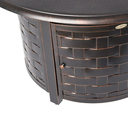 Fire Sense - Armstrong Round Aluminum LPG Fire Pit - Antique Bronze