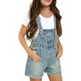 thumbnail image 2 of JLMSPLWG Teen Denim Jumpsuit Girl Vintage Jeans Overalls Teens Solid Color Work Outfits Kids Y2K Adjustable Bib Shorts Pant with Pockets Girl Clothes, 2 of 5