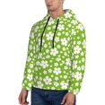 thumbnail image 3 of Wukai Green White Flowers Print Men Hoodies Fleece Sweatshirts Long Sleeve Sweaters Pullover Fall Outfits Winter Clothes-Small, 3 of 7