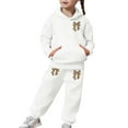 thumbnail image 7 of Glisme Girls Outfit Thick And Cozy Tracksuit Fashionable Bow Print Hoodie And Joggers Outfits For Toddlers And Kids Leisure Matching Set Size 12-13 Years White, 7 of 7