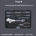 thumbnail image 4 of 8 in 1 Tool Kit for Home, Hand Tool Set with Storage Box, General Basic Repair Tool Set with Screwdriver, Wrench, Wall Anchors, Utility Knife, Pliers, 4 of 5