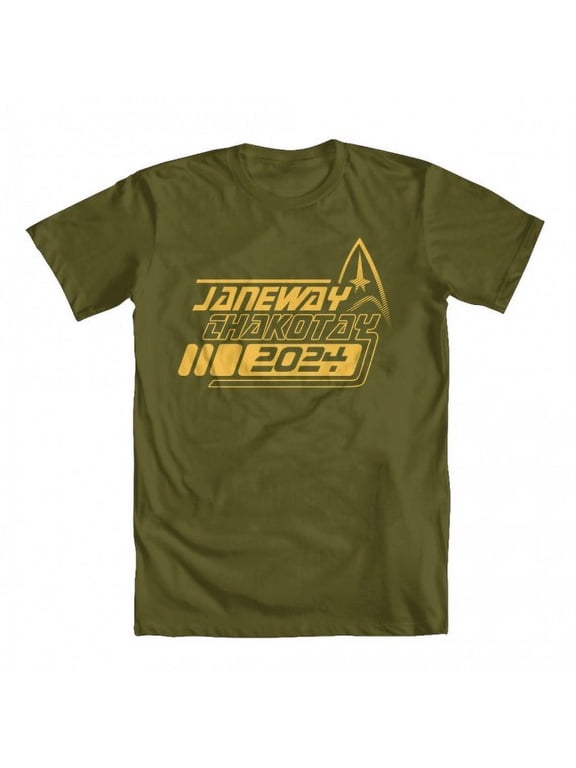 Janeway Chakotay 2024 Original Artwork Inspired by Star Trek Men's T-shirt Military Green Large
