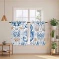 thumbnail image 3 of Seahorse Coastal Kitchen Curtains, Summer Beach Starfish Coral Nautical Light Filtering Window Curtain Panels, 2Pcs Rod Pocket Window Treatments Set for Study Room Bathroom Bedroom 52x54 Inches, 3 of 9