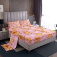 thumbnail image 1 of Christmas Gingerbread King Sheet Set,Cute Gingerbread Man Bed Sheets Set,Xmas Snowflake Flat Fitted Sheet Girls Christmas Gift Sheets,Pink Christmas Decoration, 1 of 6
