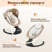 Baby Swing,Bluetooth Baby Swing for Infants Portable Baby Swing for Newborn, Electric Baby Swings with 5 Gears & Time Set & Music&Remote Control, Infant Swing for Babies 0-6 Months, Unisex,Khaki