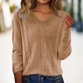 thumbnail image 2 of Womens Sweaters Long Sleeve Ribbed Knit Shirts Lightweight Loose Fit Tunic Tops Fall Outfits 2026 V Neck Soft Knit Pullover Tops Dressy Casual Blouses Soft Cozy Going Out Tops(Coffee,2XL), 2 of 9