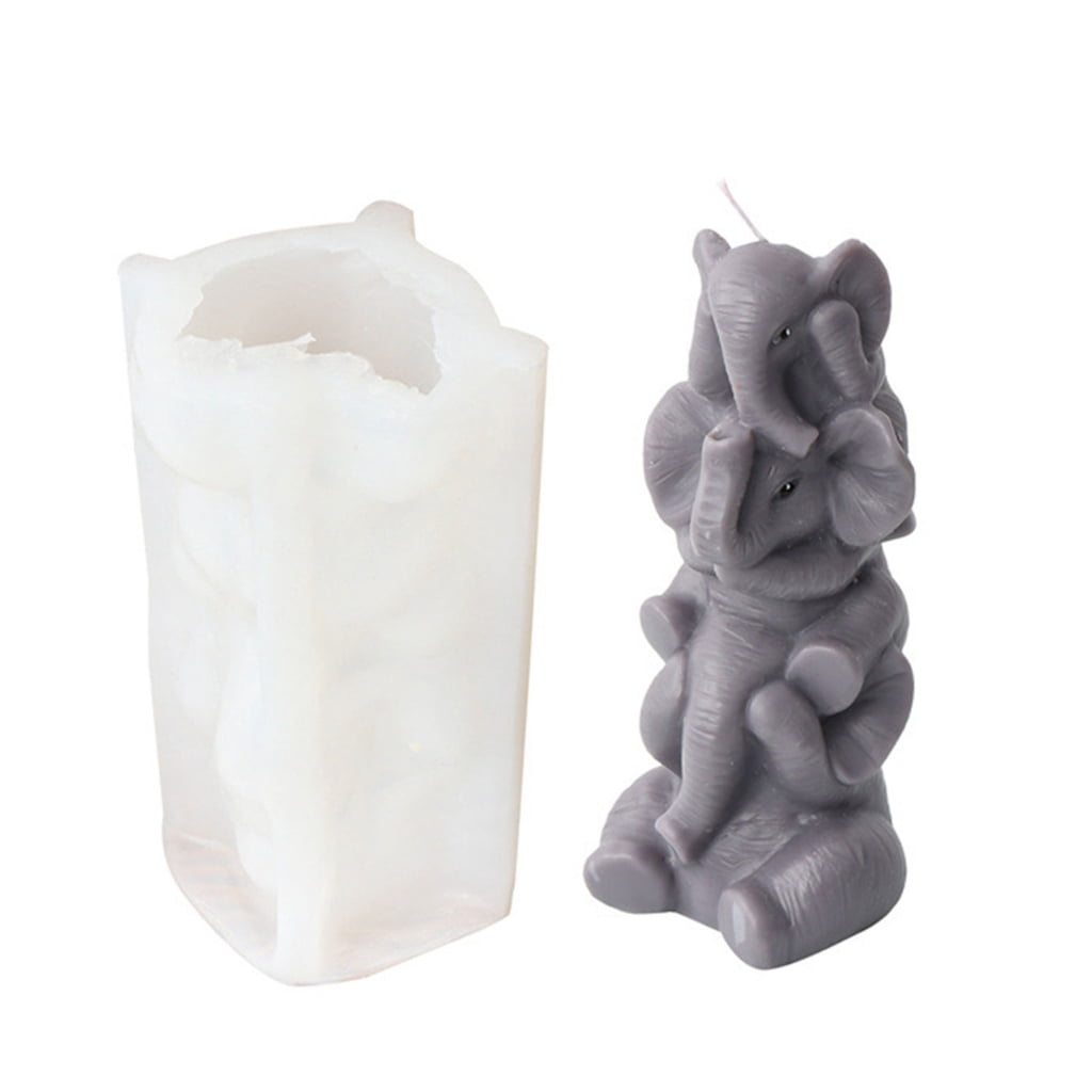 Lovely Animal Cake Chocolate Mold 3D Stacked Golden Elephant Kitten Fun DIY Crafts Silicone Resin Mould