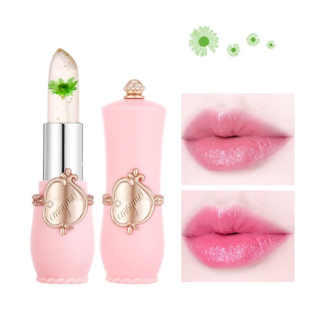 Jelly Flower Crystal Magic Lipstick, PH Clear Color Change Changing Jelly Flower Pintalabios Bálsamos labiales Brillo Tinte Set para mujeres Niñas Gel de aloe Pintalabios con flor Bulk Larga duración a prueba de agua oso de fresa Electrónica