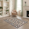 thumbnail image 2 of ODIKA 4'x6' Ultra-Soft Area Rug, Navy Abstract Absract Geometric Interlocking Border Pile None Washable, Bare feet friendly, Silk-Touch for Bedroom Home office, 2 of 7