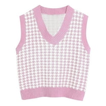 TTUHYWXI Women's Striped Summer Sweater Vest Casual Old Money Sleeveless Knit Tops (Pink2, XXL)
