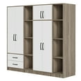 thumbnail image 5 of 4-Door Closet Organizer Wardrobe with Shelves, Drawers, and Full-Length Mirror, Natural, 5 of 16