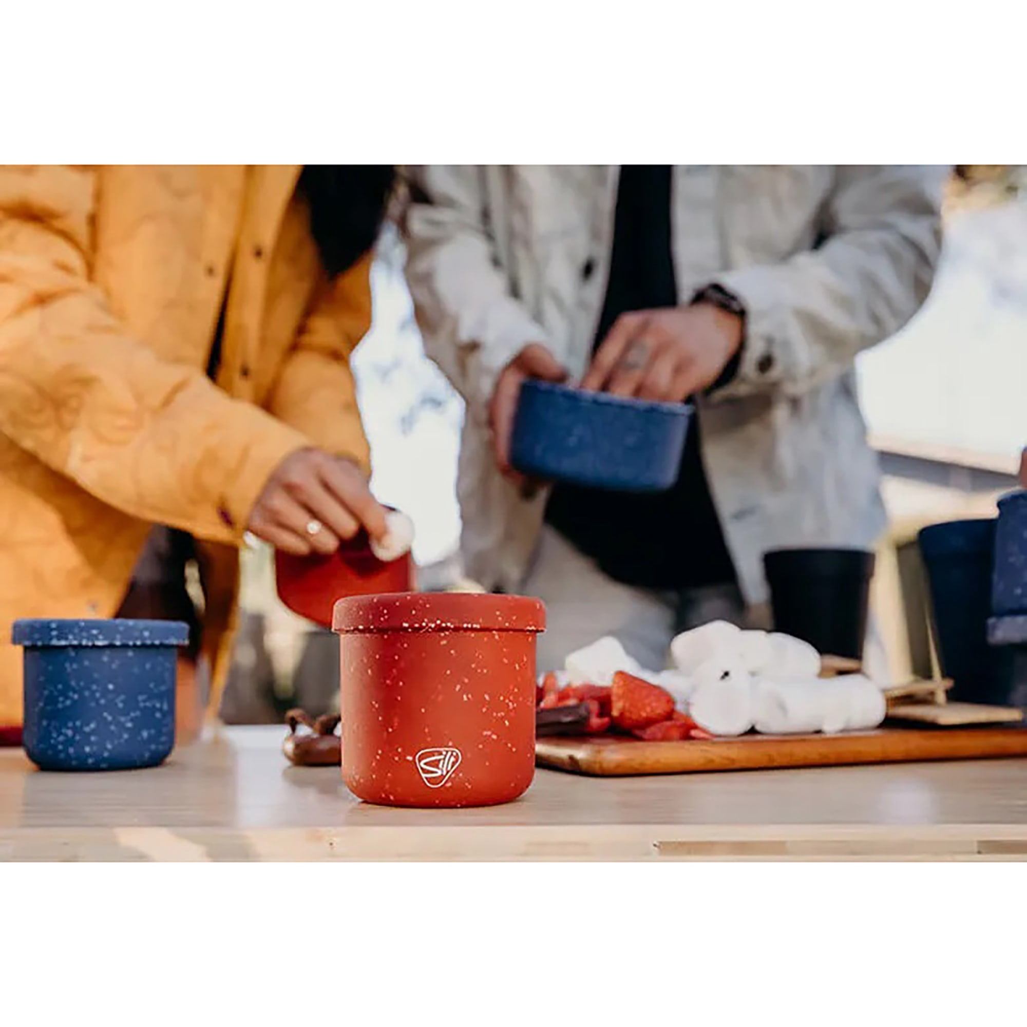 Silipint: Silicone Lidded Bowls: Set of 3: Speckled Red - 10, 20 & 30oz - Flexible, Unbreakable, Easy Storage, Non-Slip