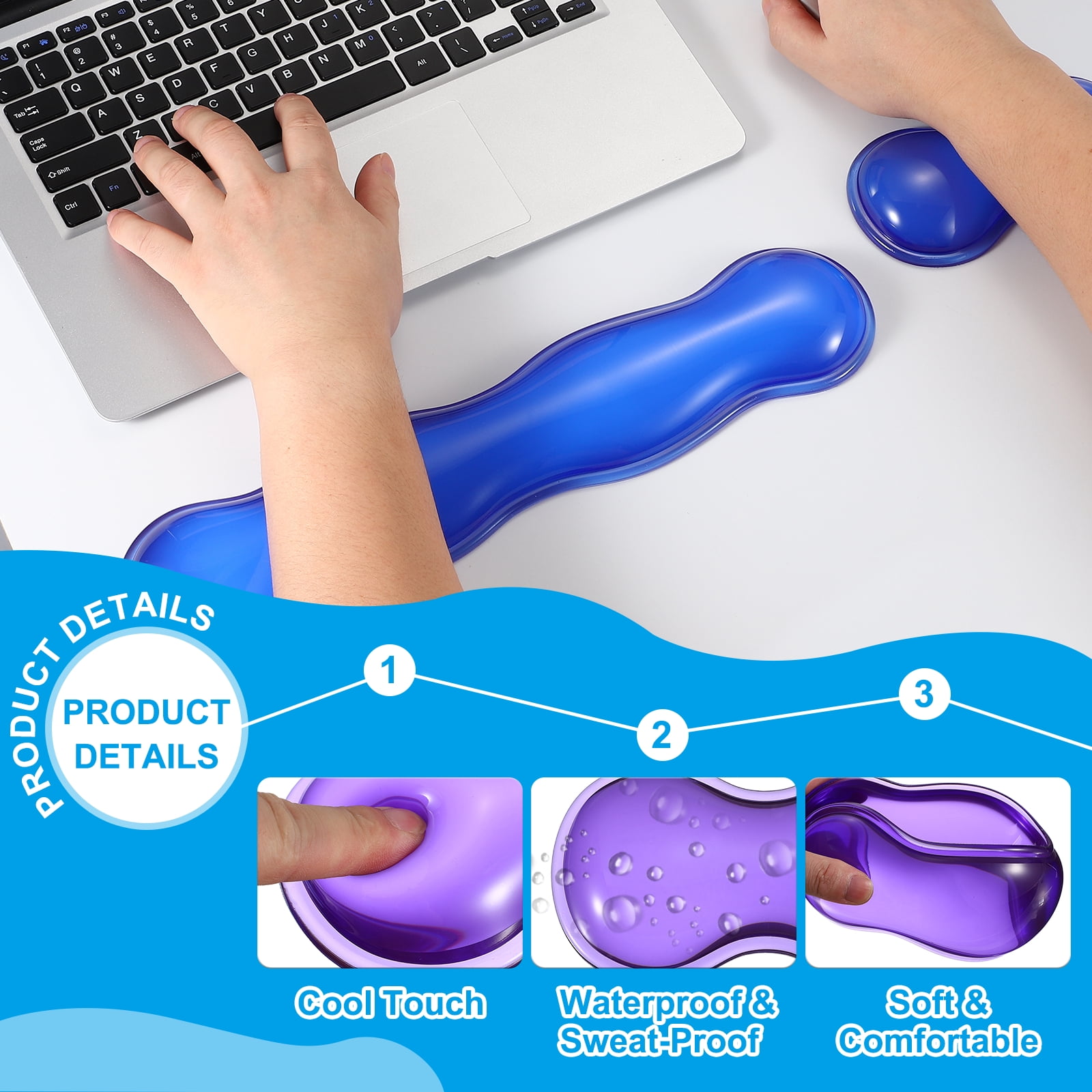 Uxcell Gel Wrist Rest, Gel Mouse Pad Mouse Wrist Support for Keyboard and Mouse Ergonomic,Keyboard Pad Purple