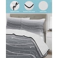 thumbnail image 4 of Quilts Full Size Bedding Set, White Gray Ombre Lightweight Quilted Comforter, Modern Abstract Striped Polka Dots Soft Reversible Bedspread Coverlet with Pillow Covers for All Season, 78" x 90", 4 of 7