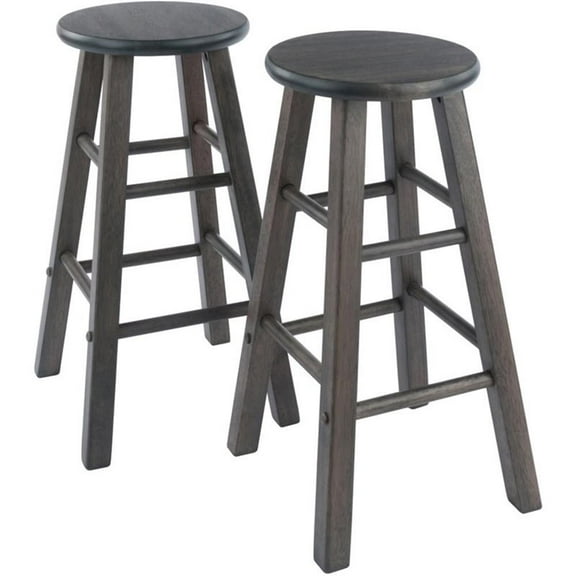 Pemberly Row 24" Solid Wood Counter Stool in Oyster Gray (Set of 2)