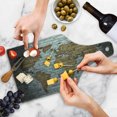 thumbnail image 4 of Wanderlust Cutting Board, World Map on Old Brick Wall Countries Continents Aged Vintage Rough, Tempered Glass Cutting and Serving Board, Wine Bottle Shape, Pale Grey Pale Brown, by Ambesonne, 4 of 5
