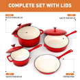 thumbnail image 3 of Sophia & William 7 Pieces Enameled Cast Iron Nonstick Cookware Set, Red, 3 of 9