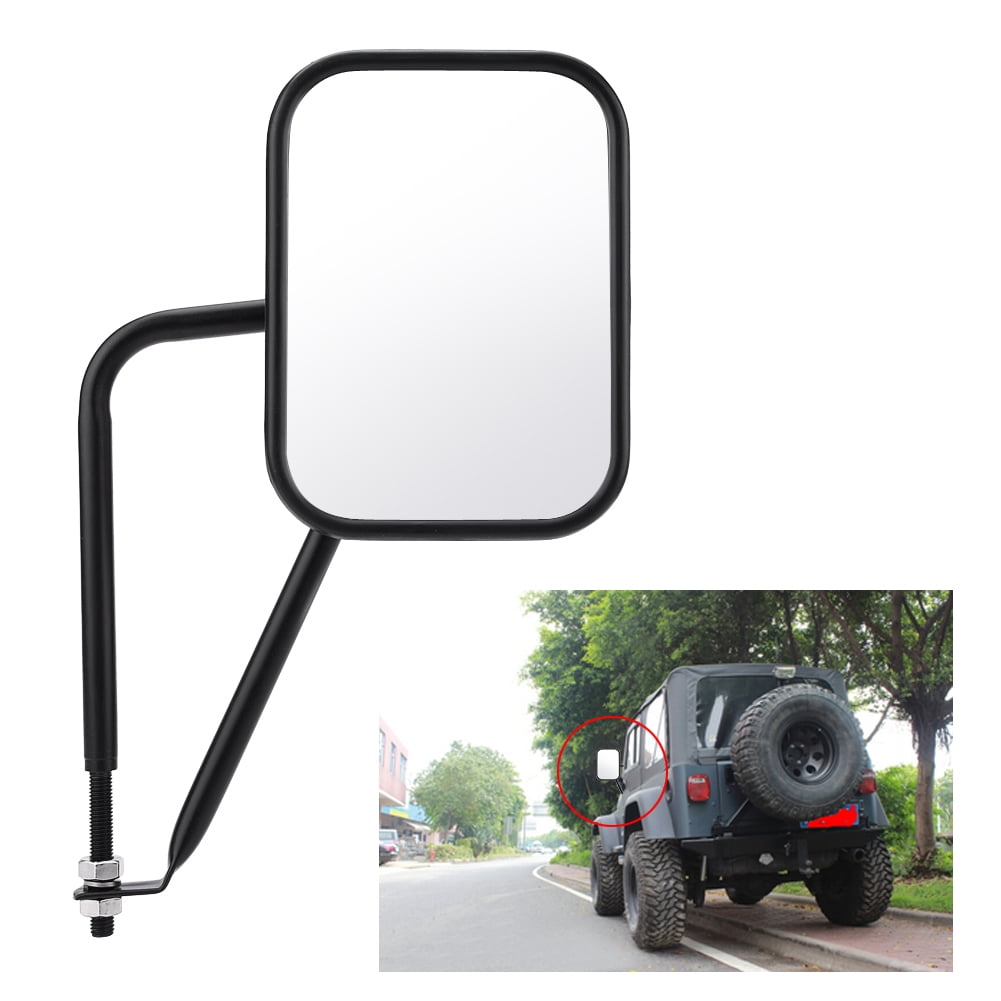 Door-less Shake-proof Side Rear View Mirror for Jeep Wrangler TJ JK JKU CJ 97-17 Qiilu Rectangular Rearview Mirrors 