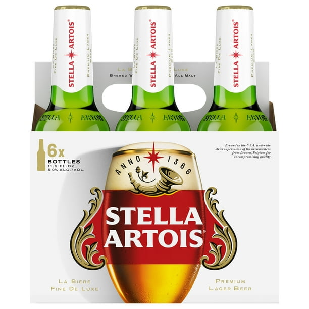 Stella Artois Lager, 6 Pack Beer, Bottles, 5% ABV Walmart.com