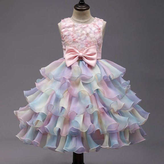 Dresses for Girls Children's Sleeveless Flower Beautiful Wedding Kids Clothes