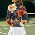 thumbnail image 5 of Bibifish Womens Tops Stand Collar Half Zip Hibiscus Tropical Print Long Sleeve Tees Athletic Active Stretch Shirts, 5 of 5