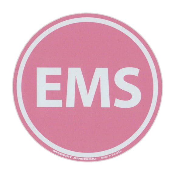 Magnetic Bumper Sticker - Pink EMS (Emergency Medical Services) - Round Magnet - 3.75" Round