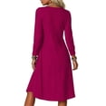 thumbnail image 6 of Omexry Work Dresses for Women Women's Fashion And Leisure Splicing Long Sleeve Round Neck Loose And Comfortable Dress, 6 of 7