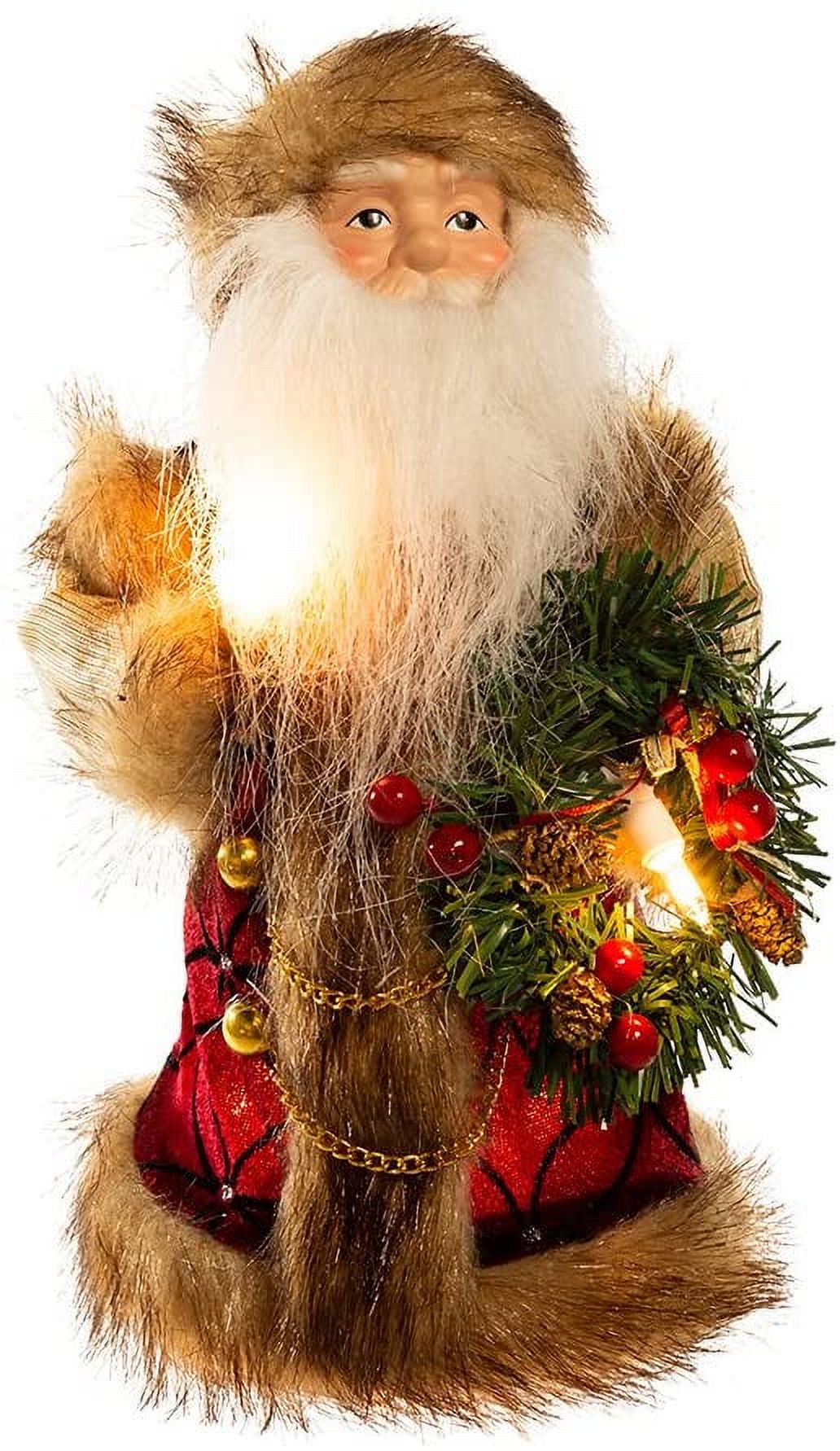 Kurt Adler 10-Inch 10-Light Burgundy and Brown Santa Treetop - Walmart.com