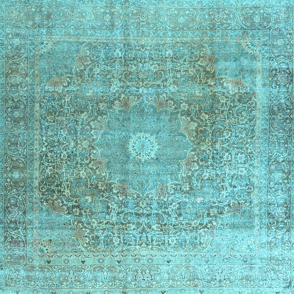 Ahgly Company Indoor Square Persian Light Blue Traditional Area Rugs, 4' Square