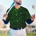 thumbnail image 5 of Rateoe Green Sparkling Pattern Men’s Baseball Short Sleeve Polo Shirt, Midweight Men's Shirt Golf Shirt Polo Shirts Quick Dry Short-Large, 5 of 7