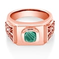 thumbnail image 2 of Gem Stone King 3.04 Ct Cushion Green Malachite 18K Rose Gold Plated Silver Men's Ring (Size 10), 2 of 4