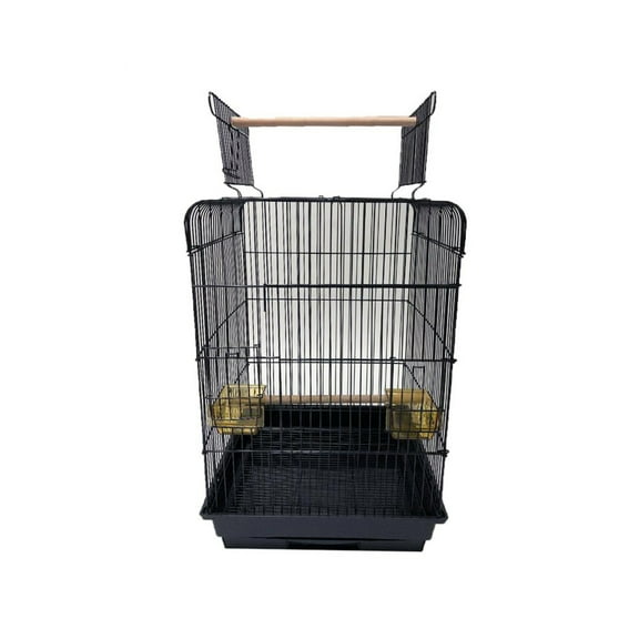 3/4" Bar Spacing Open Top Small Parrot Cage - 18"x18x27"(Top Closed) In Black